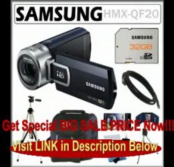 Samsung HMX-QF20 Wi-Fi HD Camcorder with 20x Optical Zoom and 2.7-inch Touchscreen in Black + 32GB Samsung SDHC + Mini HDM...