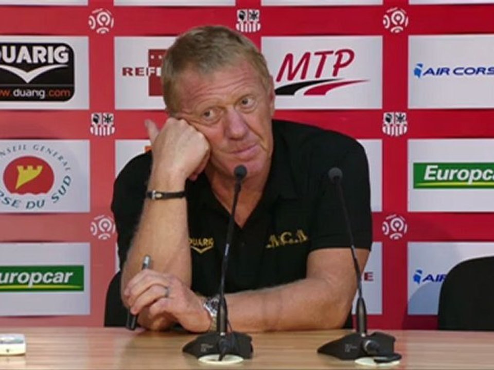 Conférence de presse AC Ajaccio - Evian TG FC : Alex  DUPONT (ACA) - Pablo  CORREA (ETG) - saison 2012/2013