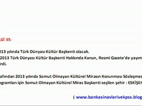 KPSS 2012 (Ortaöğretim-Önlisans) İÇİN GÜNCEL BİLGİLER 1