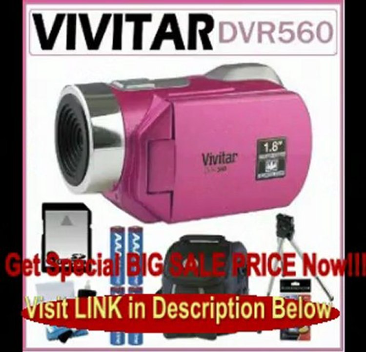 Vivitar Vivicam DVR-560 5.1MP Digital Video Recorder Camcorder with 1.8-inch LCD Screen in Pink + 8GB Accessory Kit