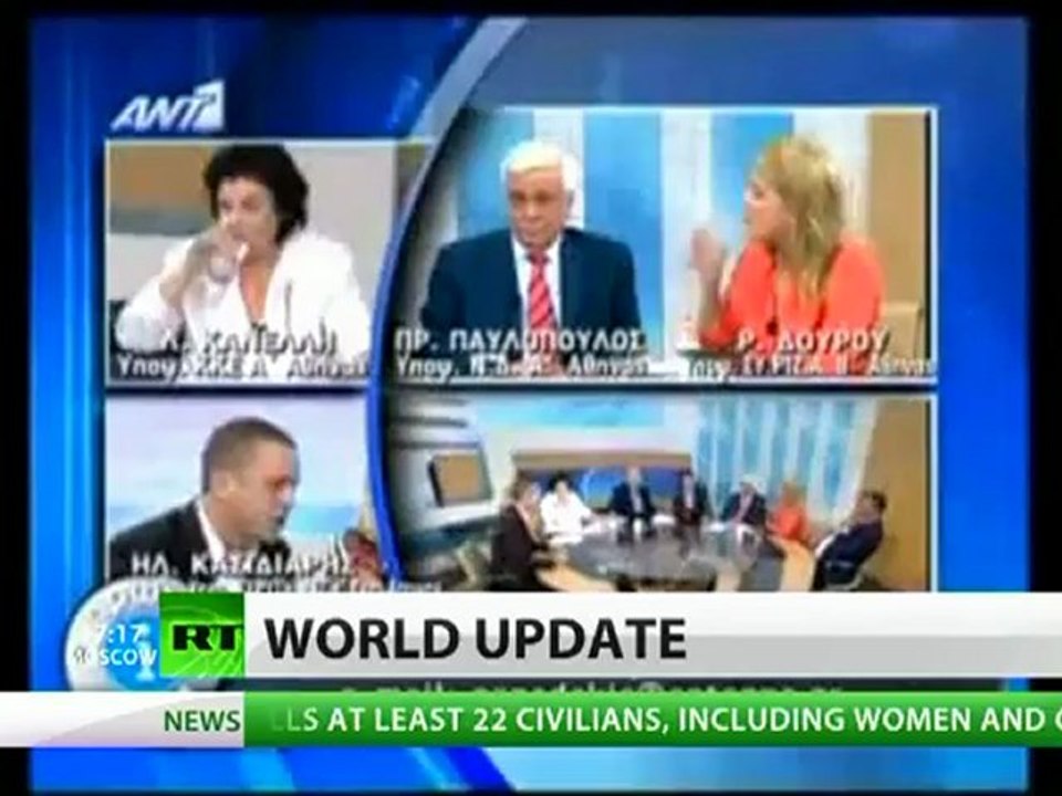 On-Air Attack: Greek Neo-Nazi slaps female leftists during TV debate