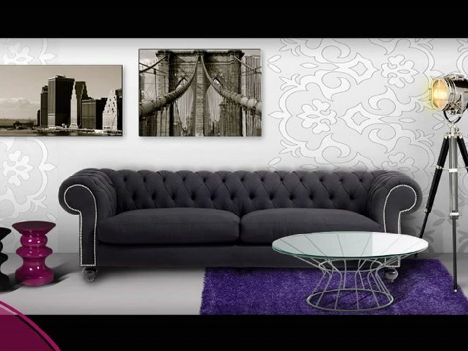Decoondemand.com Canapé Chesterfield tissu 2,5 et 3 places - Chester