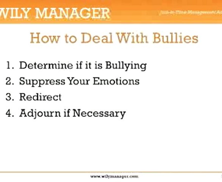 Dealing With Bullies at Work - A Step by Step Guide for Managers.