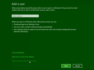 Windows 8: Adding a new user