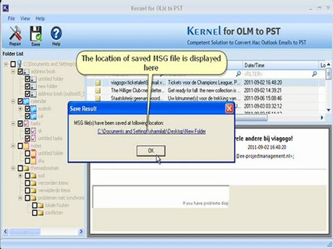 Convert OLM data files to PST file format - Kernel for OLM to PST