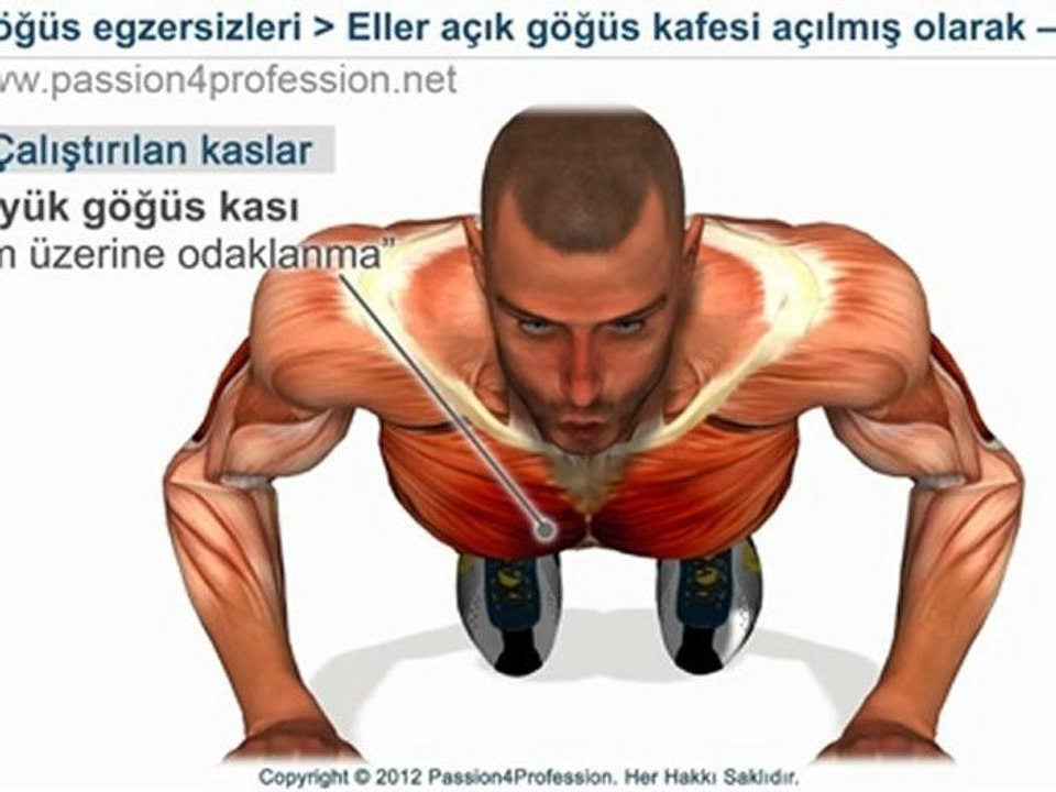 Eller açık göğüs kafesi açılmış olarak - şınav