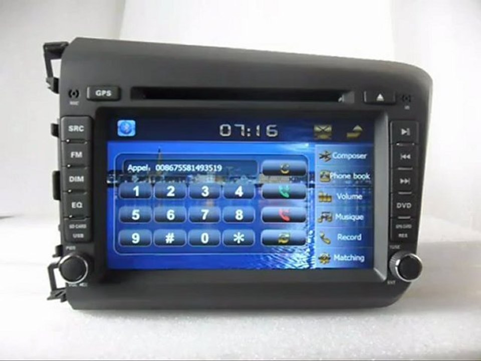 Autoradio GPS Honda Civic 2012, Autoradio Multimédia Honda Civic 2012, 2012 Honda Civic lecteur DVD