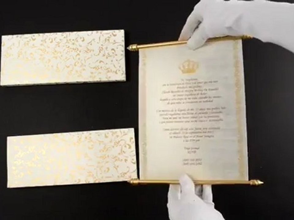 S714, Cream Color, Scroll Invitations, Jewish Invitations, High End Scrolls, Box Scrolls