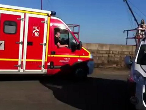 Saint-Nazaire : un hélico de sauvetage sur la jetée Est du port de St Nazaire
