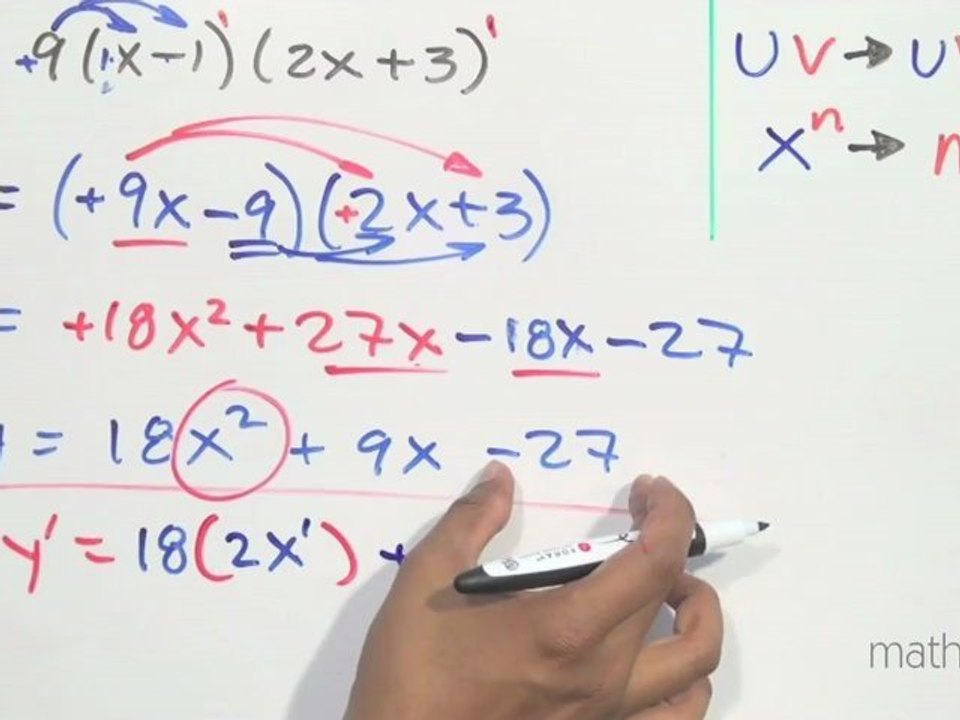 Derivar la función 9(x-1)(2x 3)