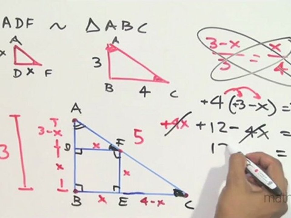 Razón de áreas entre un cuadrado inscrito en un triángulo rectángulo - Parte 1/2