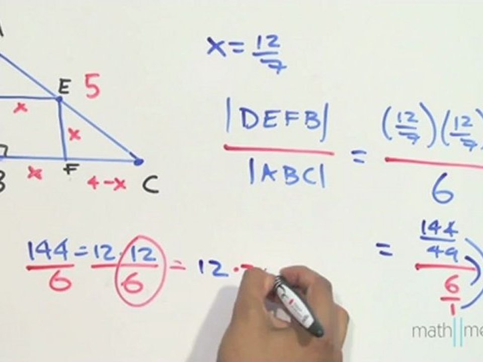Razón de áreas entre un cuadrado inscrito en un triángulo rectángulo - Parte 2/2
