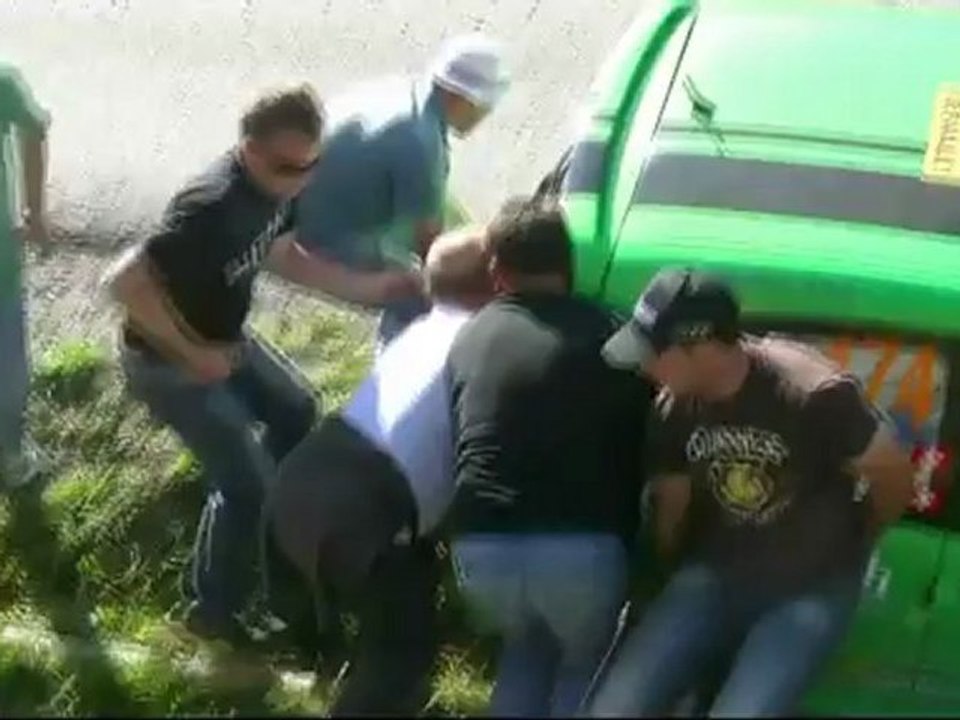 Rallye du Mont Blanc 2012 sortie de route Mathias KAUFMANN - Jean Deriaz