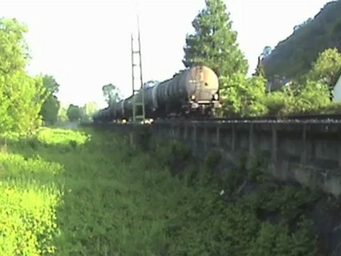 Züge bei Bad Hönningen, Alpha Trains-Crossrail 145, Plasser&Theurer, 120, DBAG 145, 6x 185, 143