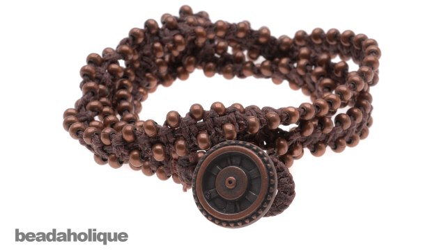 How to Make a Knotted Waxed Linen Wrap Bracelet (Beads on the Outside)