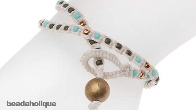 How to Make a Knotted Waxed Linen Wrap Bracelet (Beads on the Inside)