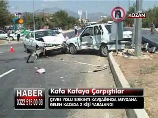 kozan tv_iki araç kafa kafaya çarpıştı 2 yaralı