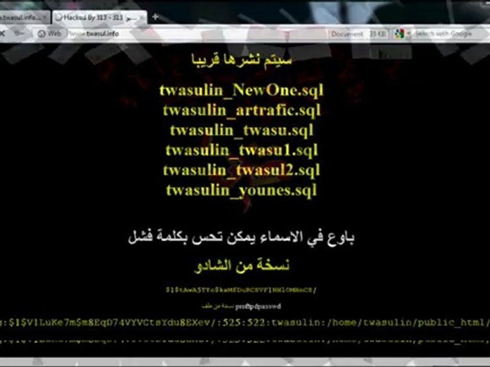 اختراق جريد التواصل الالكترونية من قبل فريق 313