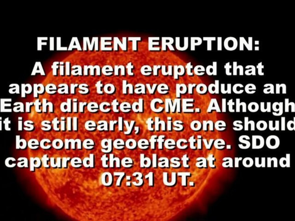 SOLAR ACTIVITY UPDATE: Filament Eruption/CME (Sep 13th, 2012).