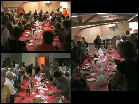 Le vernissage de l'exposition des travaux des artistes en résidence, festival d'art contemporain de Saint-Florent-sur-Auzonnet, 2012