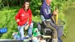 Dapping for carp with a pole, bread and dog biscuits