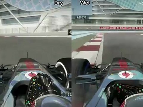 F1 2012 PC Demo - Yas Marina Dry vs Wet Lap Comparison