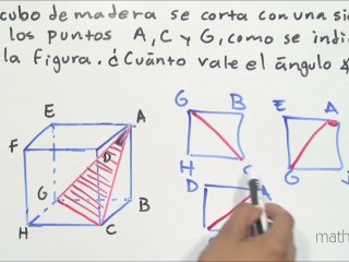 Hallar ángulo formado por el corte de un cubo