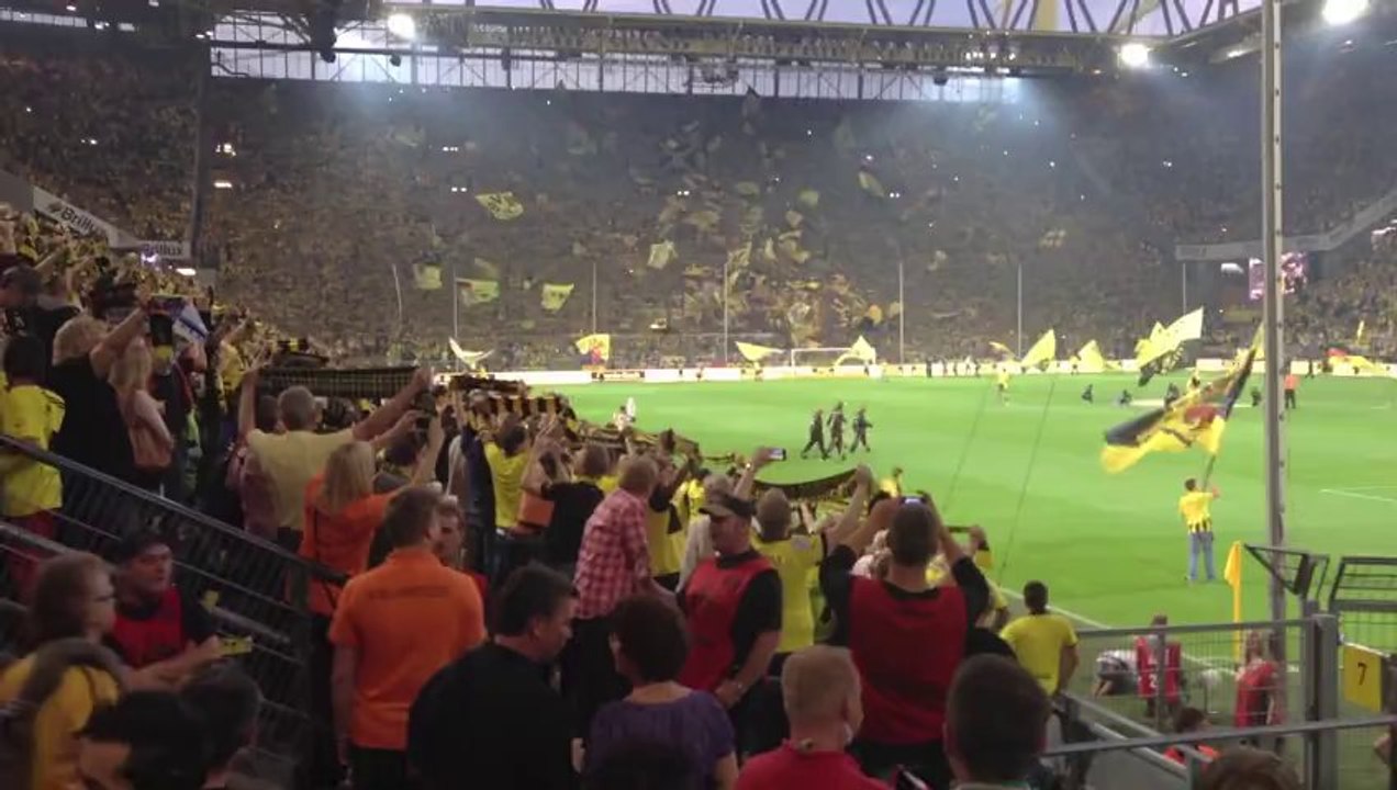 You'll Never Walk alone BVB gegen SVW 23.08.2013 0:1 Flutlicht Borussia Dortmund drehog