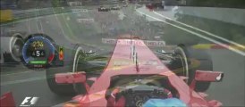 F1 2013 Belgium GP Race Alonso overtakes Webber at Eau Rouge Onboard [HD]