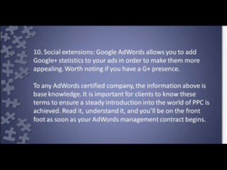 Success in Signing up  for an AdWords Management Contract
