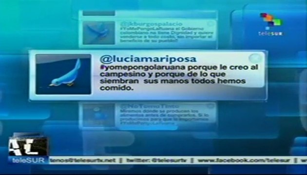 Tuiteros colombianos apoyan el Paro Nacional Agrario