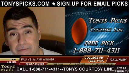 Miami Hurricanes vs. Florida Atlantic Owls Pick Prediction NCAA College Football Odds Preview 8-30-2013