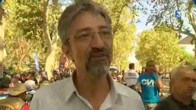 Les bikers Brescoudos en Harley Davidson sur la route du Cap d'Agde