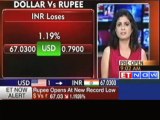 Rupee opens at record low, breaches 67 against dollar