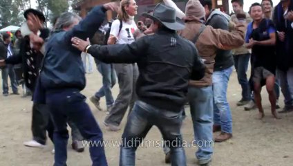 Nagaland-hornbill festival-foreigner dancing