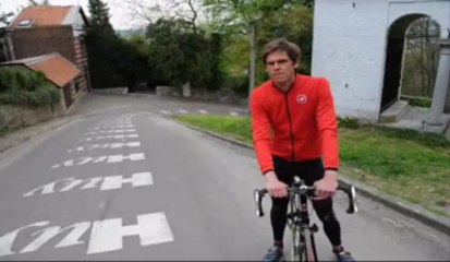 Le Braivois Renaud Boxus dans le Mur de Huy avant la 75e Flèche Wallonne