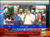 Salman Iqbal addressing protest at KPC