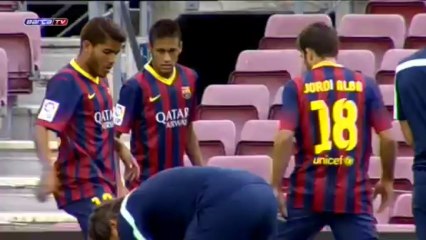 Messi and Adriano train on the eve of Super Cup final