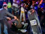 Police and anti-austerity demonstrators clash in Spain.