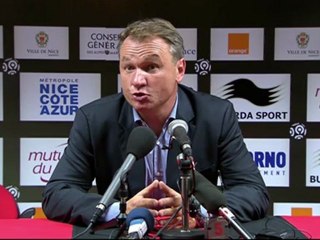 Conférence de presse OGC Nice - SC Bastia : Claude  PUEL (OGCN) - Frédéric HANTZ (SCB) - saison 2012/2013