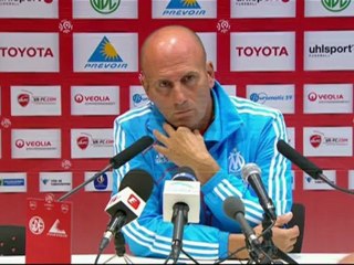 Conférence de presse Valenciennes FC - Olympique de Marseille : Daniel  SANCHEZ (VAFC) - Elie BAUP (OM) - saison 2012/2013