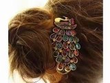 Preview Lovely Vintage Jewelry Crystal Peacock Hair Clip