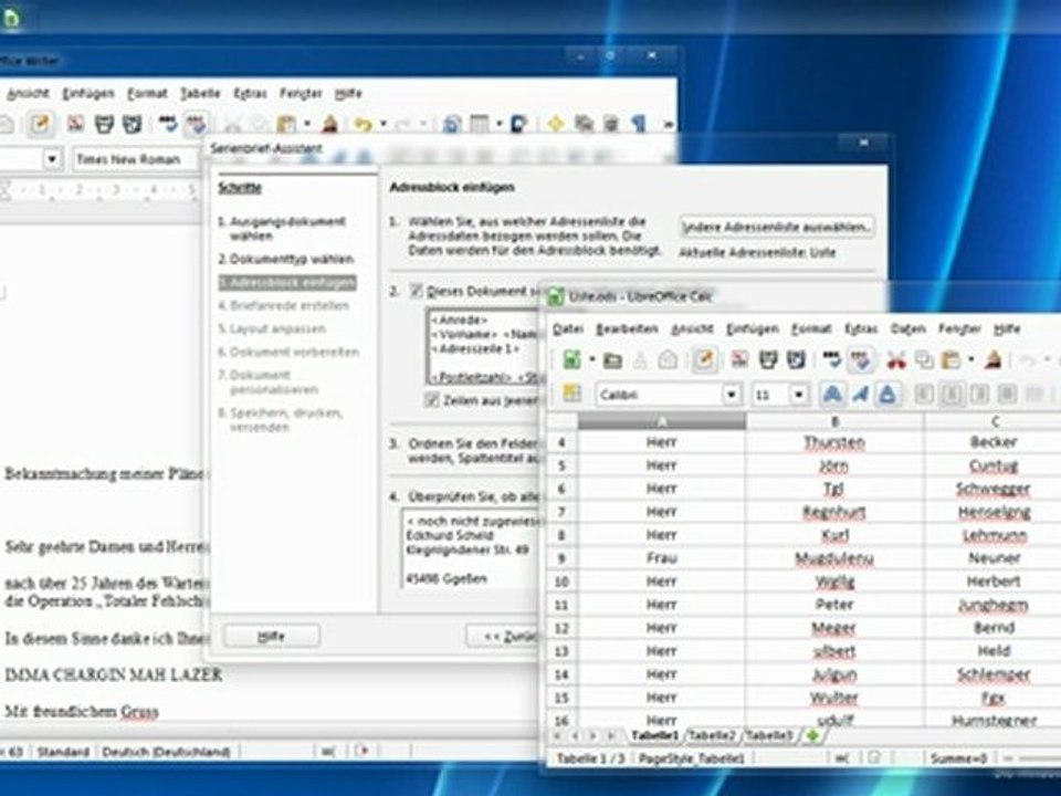 Libre Office: Serienbrief
