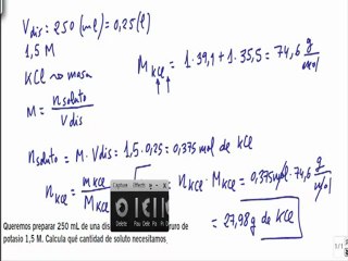 Quimica 1º bachillerato disoluciones ejercicio 2