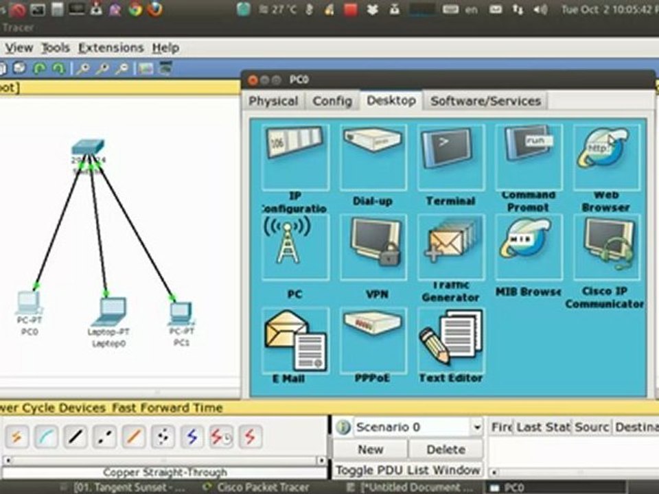 connect 3 pc's with one switch in a simulation software