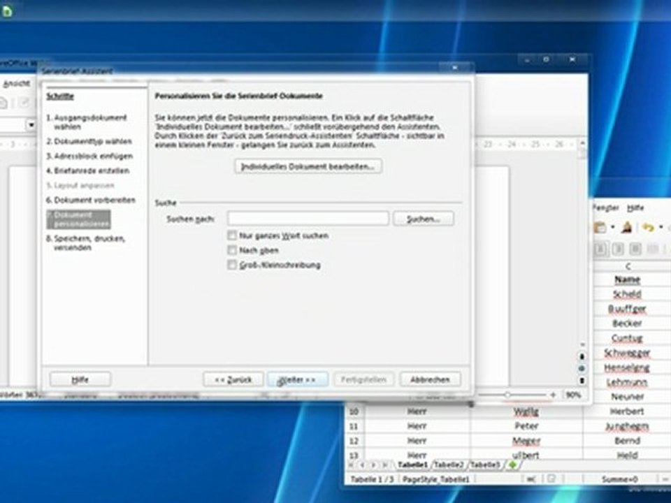 Libre Office: Persönliche Anrede