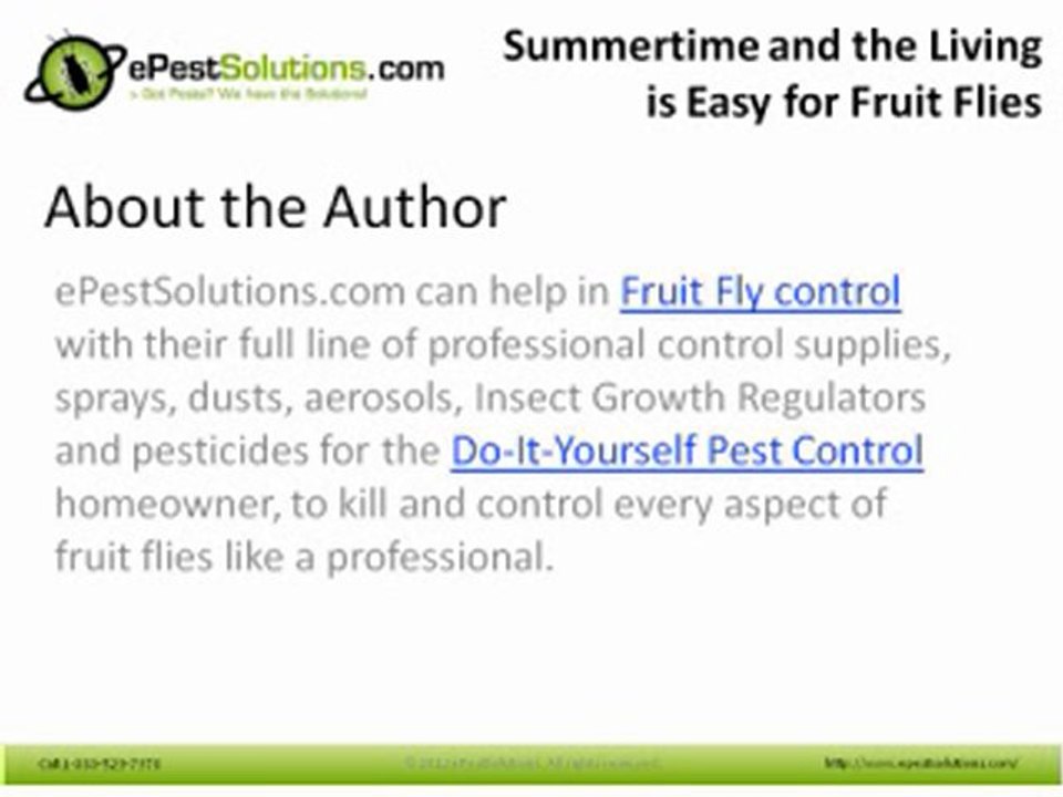 ePestSolutions -Summertime and the Living is Easy for Fruit Flies