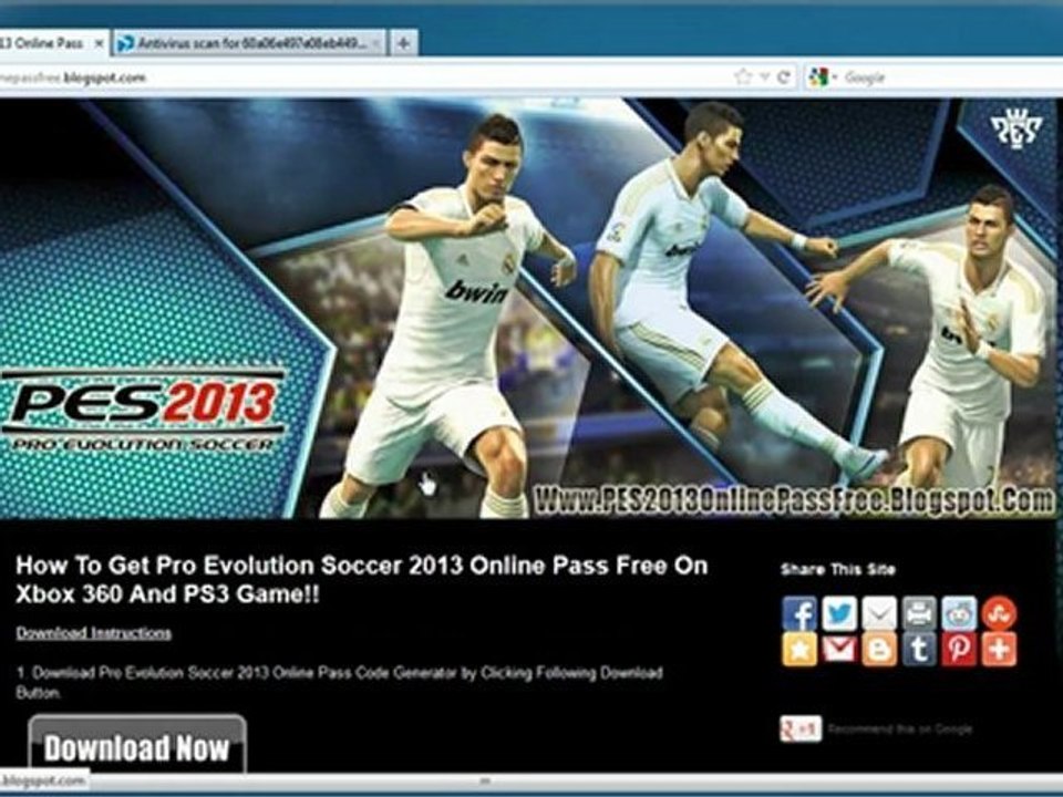 How to unlock Pro Evolution Soccer 2013 Online Pass Free! - Xbox 360 - PS3