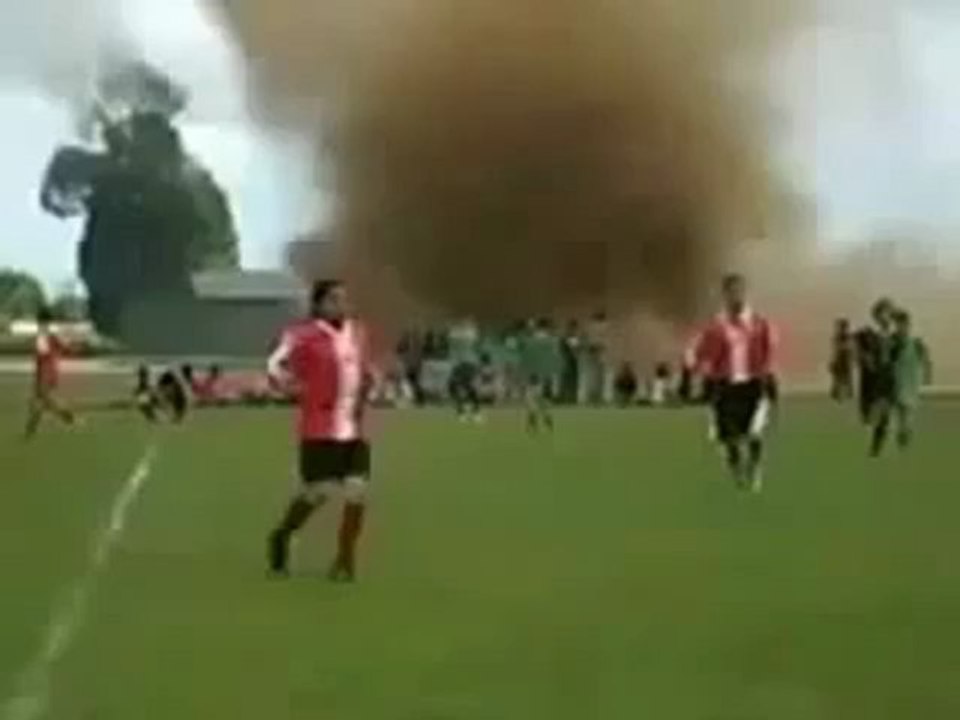 Unseen Tornado stormed the football field-players continued to match