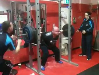225kg raw squat, cit gym. 3-10-12. Age 42, body weight 112kg.